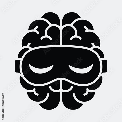 Silhouette Brain wearing VR headset technology illustration vector illustration