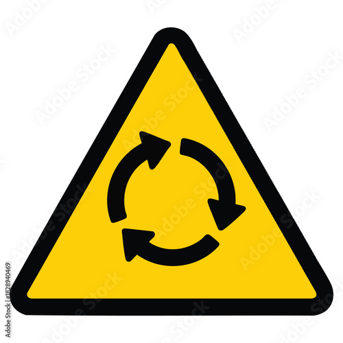 Roundabout ahead warning sign