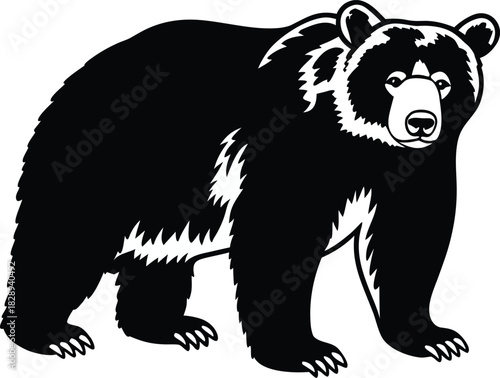 bear head logo icon silhouette vector illustration
