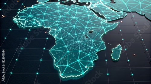 Digital map of africa with glowing network connections