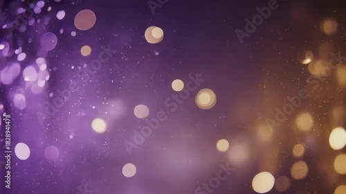 Abstract Bokeh Lights: Purple and Gold Festive Background Animation