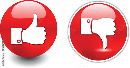 Illustration of thumbs up and down buttons. Vector Thumbs Up and Down Buttons.