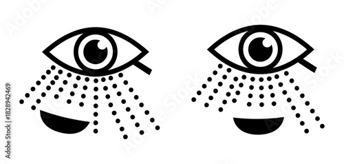 Crying eyes vector icon. two stylized human eyes shedding tears with falling dots. emotional distress, sadness, empathy, tearful gaze symbol.