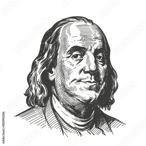 Benjamin Franklin Hand-Drawn Portrait