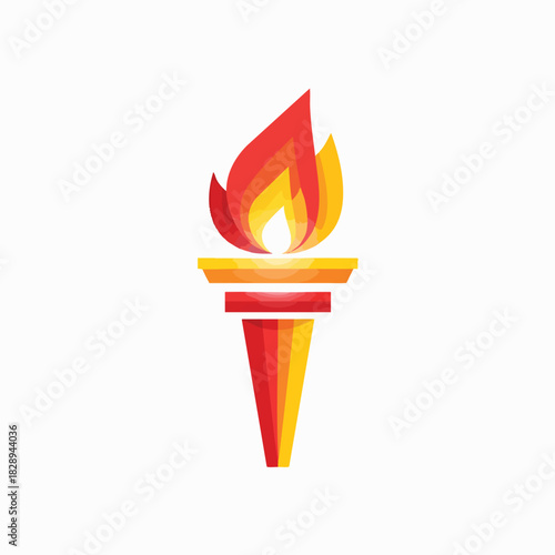 A stylized digital illustration of a torch with vibrant orange and yellow flames on a white background. Perfect for logos, icons, and editorial content.
