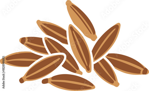 Cumin Seeds Pile Illustration | Flat Design Spice & Cooking Graphic