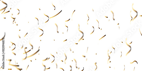 Abstract gold carnival zigzag ribbon confetti falling shiny golden blurred confetti . Festive frame