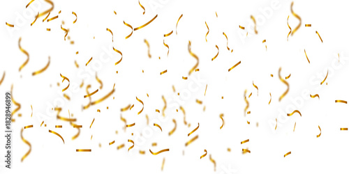 Abstract gold carnival zigzag ribbon confetti falling shiny golden blurred confetti . Festive frame