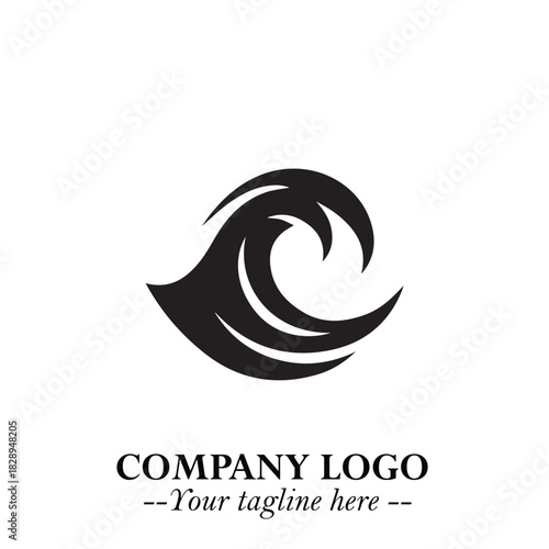 Elegant Black Wave Logo Symbol on a Clean White Background for Modern Minimalist Branding Design Art