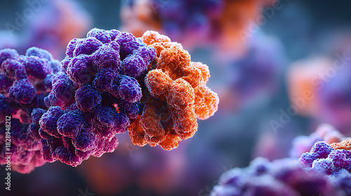 molecular composition showcasing protein shapes in bright tones, offering microscopic clarity for biology research, medical science, biochemistry learning and advanced structural analysis