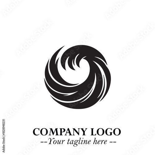 Elegant Black Wave Logo Symbol on a Clean White Background for Modern Minimalist Branding Design Art