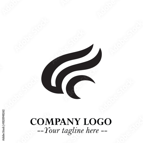 Elegant Black Wave Logo Symbol on a Clean White Background for Modern Minimalist Branding Design Art