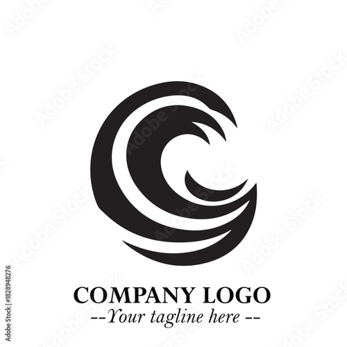 Elegant Black Wave Logo Symbol on a Clean White Background for Modern Minimalist Branding Design Art