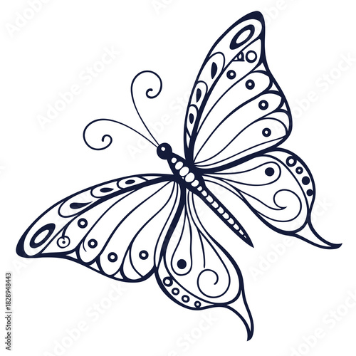 “butterfly line art, elegant wings, thin continuous stroke, decorative SVG”