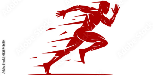 Geometric Sprint Runner Silhouette Logo Vector