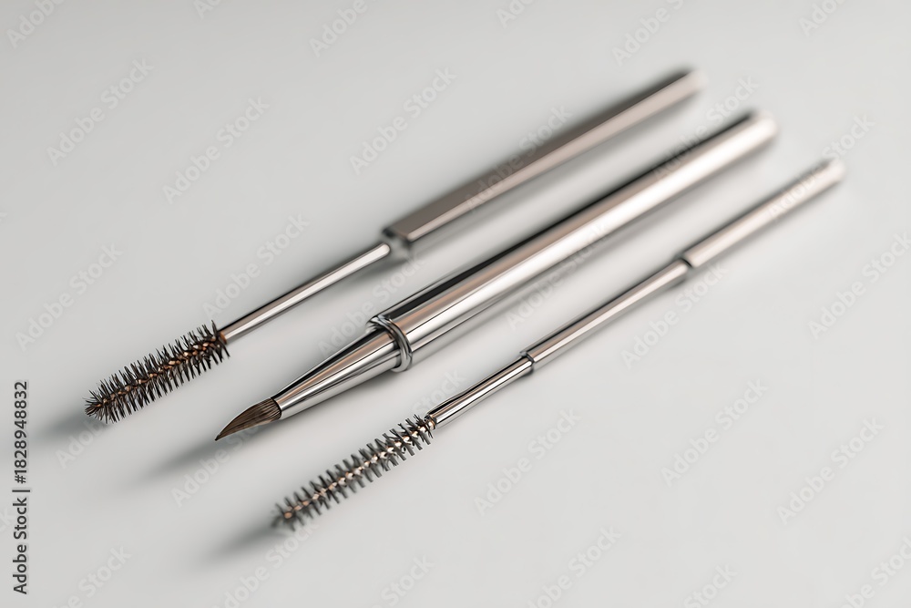 Fototapeta premium Professional makeup brushes for precise eyebrow and eyelash application