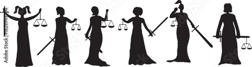 Lady Justice Silhouettes Symbols of Law and Equality