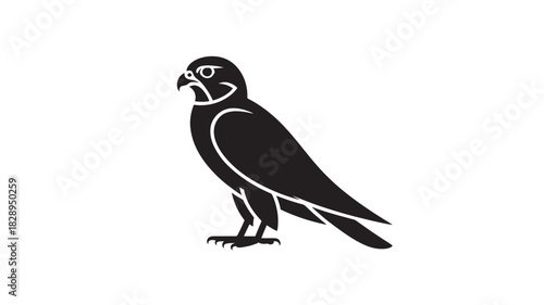 Elegant falcon silhouette a vector illustration of a bird of prey isolated on white background