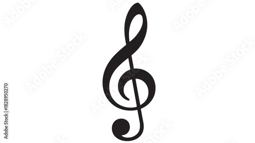 Black treble clef illustration music symbol vector isolated on white background