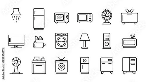  Home Appliances Line Art