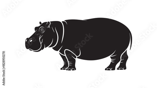 Silhouette of a hippopotamus simple vector illustration isolated on white background