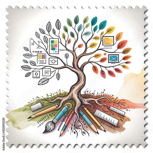 Creative tree of ideas symbolizing artistry inspiration growth and artistic expression