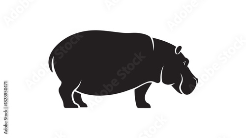 Silhouette of a hippopotamus vector illustration of a mammal isolated on white background