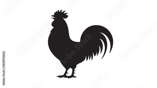 Rooster silhouette vector illustration farm animal icon isolated on white background