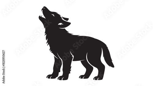 Silhouette of a howling wolf vector illustration isolated on white background perfect for logos and graphic design