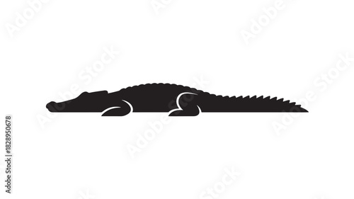 Simple silhouette of an alligator flat vector illustration of a reptile isolated on white background