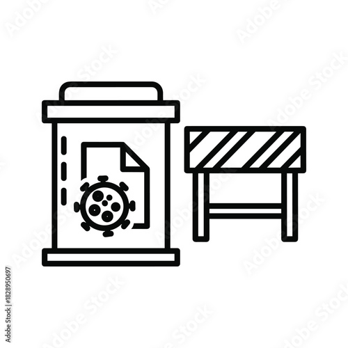 Pandemic document restriction icon, virus information barrier