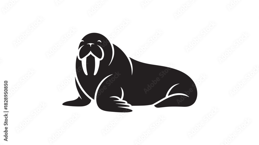 Fototapeta premium Walrus vector illustration minimalist flat design isolated on white background