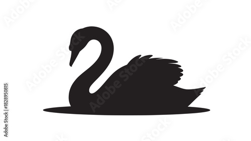 Elegant swan silhouette minimalist vector illustration isolated on white background for logo design and branding