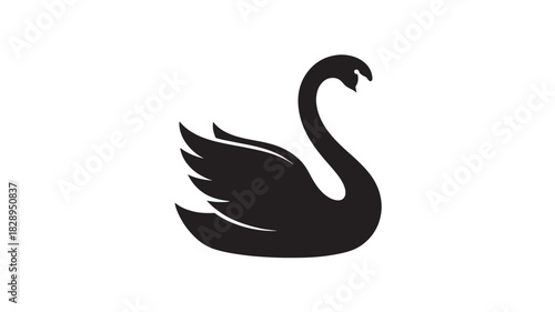 Elegant black swan vector illustration minimalist silhouette design isolated on white background