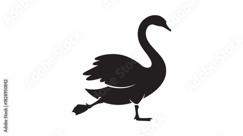 Elegant swan silhouette graceful bird vector illustration isolated on white background for logo or design element