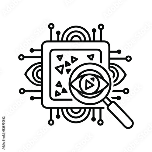 Artificial intelligence data analysis circuit board vision system icon
