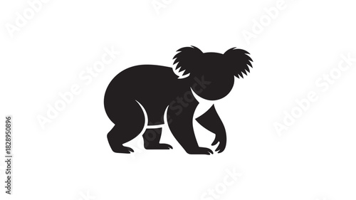 Koala bear silhouette vector illustration of an Australian animal isolated on a white background