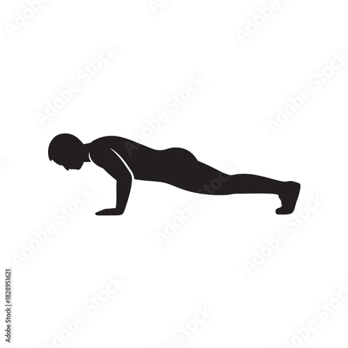 Silhouette of a man doing push-ups a simple vector illustration for fitness and exercise concepts isolated on white background