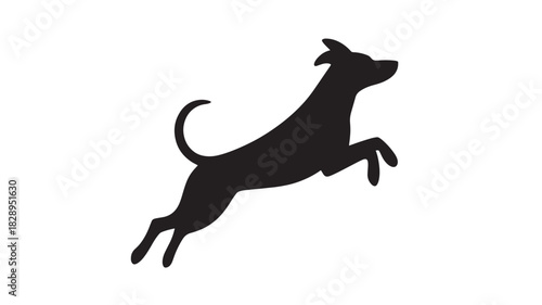 Silhouette of a jumping dog a simple vector illustration on a white background perfect for pet-related designs