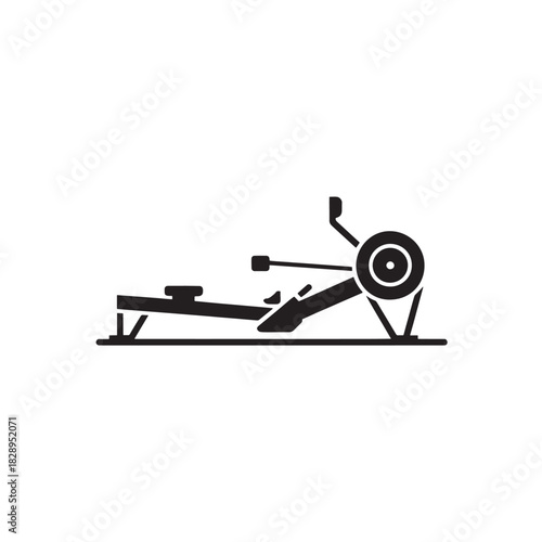Rowing machine silhouette simple flat vector illustration for fitness and gym equipment isolated on white background
