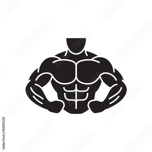 Bodybuilder silhouette strong muscular man vector illustration for fitness and gym concepts isolated on white background