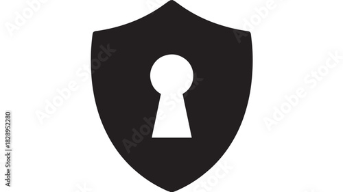 Security shield icon with keyhole simple flat vector design element isolated on white background