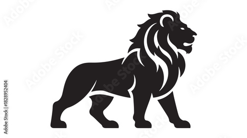 Lion silhouette vector illustration majestic animal icon for logo design isolated on white background