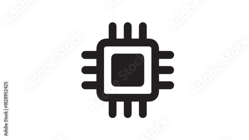Simple CPU icon flat vector illustration of a processor isolated on white background