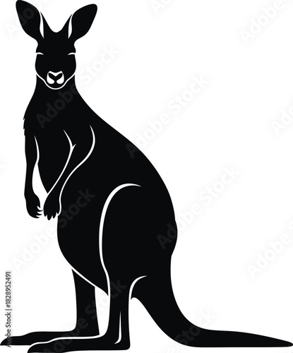 Striking silhouette of a kangaroo standing tall a simple yet powerful representation of australian wildlife and natural beauty in black and white