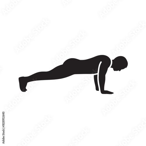 Silhouette of a man doing push-ups a simple vector illustration for fitness and exercise isolated on white background