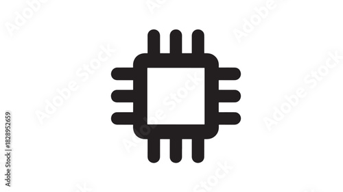 Simple CPU icon flat vector illustration of a processor chip isolated on white background for app and web design