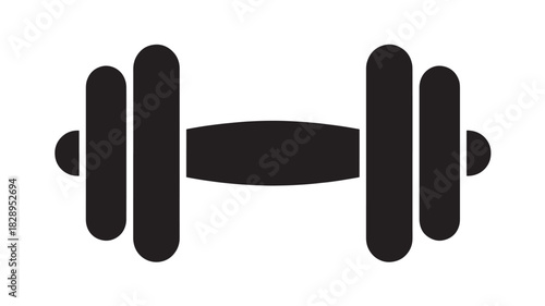 Dumbbell icon simple black glyph vector illustration for fitness and exercise concepts isolated on white background