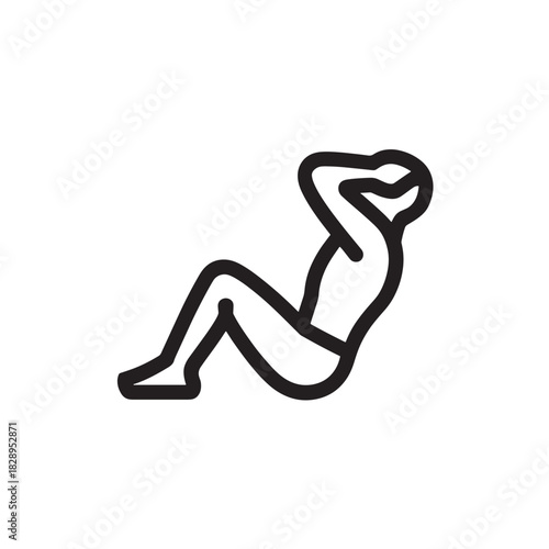 Sit-up exercise icon simple line vector illustration of abdominal workout isolated on white background