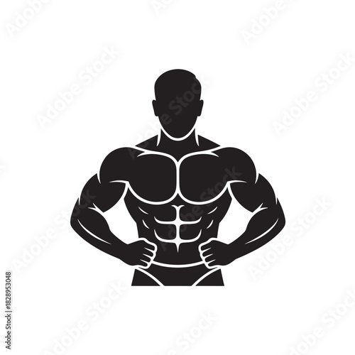 Silhouette of a muscular man vector illustration of a bodybuilder isolated on white background for fitness and gym concepts